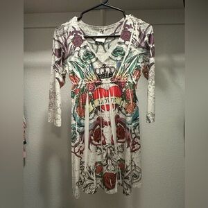 Edgy Graphic Long Sleeve Dress